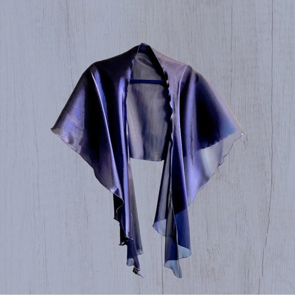 Laura Petites Formal Wedding Shawl in Sheer Navy - NWOT - Picture 1 of 10